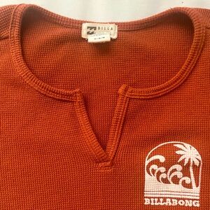 Billabong Long Sleeve Form-Fitting Cropped Orange Top